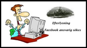 Kan vara en teckning av text där det står ”Efterlysning Facebook ansvarig sökes”